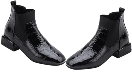 VANZACK Botines de Charol Elegantes para Mujer de Cuero con Forro Botas Cortas Atractivas para Otoño Invierno Botas de Charol con Estilo Cómodos para Diario