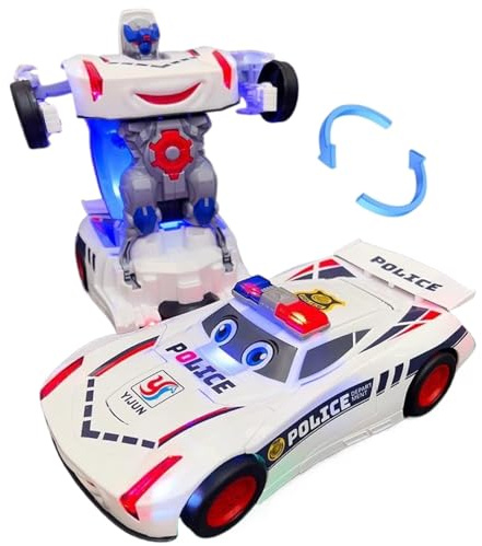 NASSMOSSE Voiture de Police avec lumière et Son, Jouet de Voiture Police Transformable avec Roues universelles, Voitures électriques incassables pour Enfants, Filles, garçons
