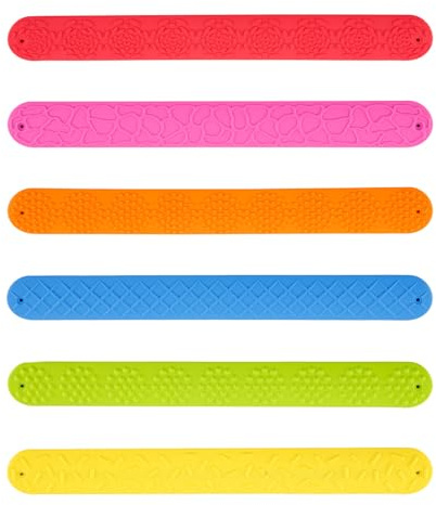 Tabanzhe 6 braccialetti sensoriali a schiaffo, in silicone testurizzato, per alleviare lo stress, l'ansia, calmanti, indossabili, per viaggi, ufficio, classe, esigenze speciali, ADHD, autismo