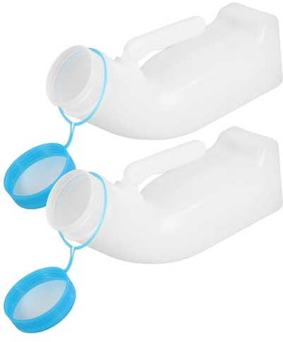 MAGICLULU 2 Stück-pack Nachtleuchtende Urinalflaschen aus Dickem Kunststoff 1000ml Tropfsicher Tragbar für Männerbettpflege Reisen und Camping
