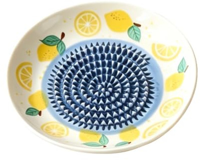 Grater Plate - Manual Ceramic Fruit Pattern Bowl - Garlic Grater Bowl | for Tomato Chocolate Strawberry Food Peel Ginger Cheese Dessert Kitchen Cooking