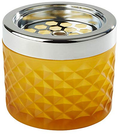 APS Posacenere a Vento, posacenere, in Metallo Cromato, Vetro Satinato, con Chiusura a baionetta, Ø 9,5 cm, Altezza 8 cm, Giallo