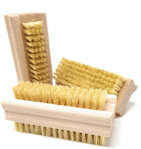PILIX Nagelbürste Naturborsten HART VEGAN aus Fibre | Nagelbürste Holz hart | Handbürste Fingerbürste 3 Bürsten | Nail Brush | Handwaschbürste Holz | Bürste Naturborsten | Buchenholz Fingerbürste