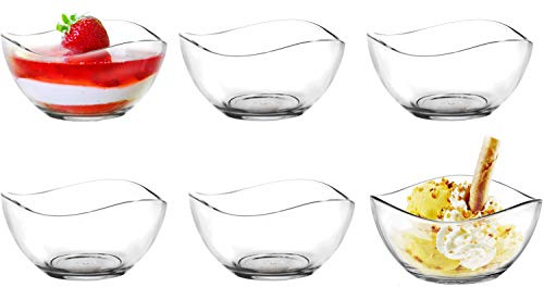 PLATINUX Snackschüssel aus Glas 6 Teilig 225ml Glasschälchen Schüssel Müslischüssel Dessertschüssel Salatschale