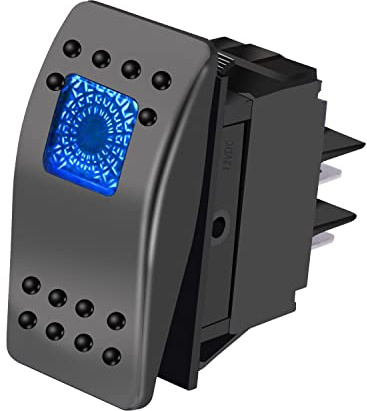 mxuteuk KFZ Auto Schalter 12V beleuchtet Kippschalter wasserdicht blaue LED Ein/Aus Wippschalter Boot Marine Druckschalter Schalter 4Polig mit Licht RK1-06-BU