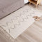 hi-home Weicher gewebter Baumwollteppich mit Quasten für Schlafzimmer, Wohnzimmer, Flur, Küche, Waschküche, Heimdekoration, maschinenwaschbar, 70 x 160 cm (Beige)