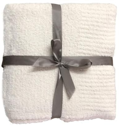 Knit Throw Blanket Super Soft Warm Blanket for Couch Lightweight Fluffy Blanket for Bed Sofa 50x60 Inches Cream