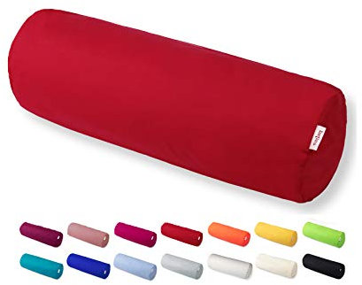beties Basic Nackenrollenbezug ca. 15x40 cm Kissenhülle 100% Baumwolle in vielen fröhlichen Uni-Farben (rot)
