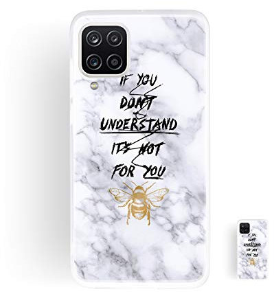 HopMore Hülle für Samsung Galaxy A12 Handyhülle Matt Weich Silikon Weiß Marmor Handytasche Muster Schlank Transparent Bumper Soft Schutzhülle Stoßfest Dünn Silikonhülle Cover - Biene