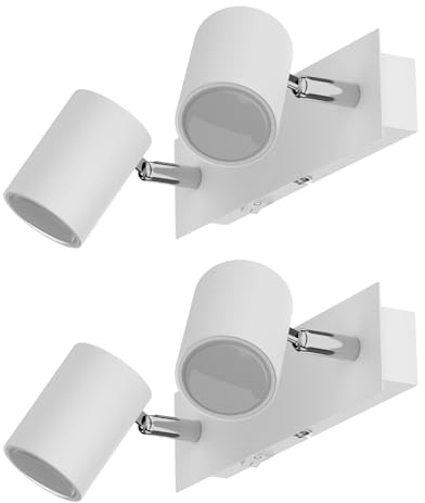 ledscom.de 2x Wandspot WAIKA, zweiflammig, mit Schalter, weiß matt, inkl. LED GU10 Lampen je 450lm warmweiß