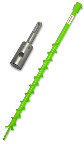 WERHE® Profi drill acciaio massiccio, punta da terra per trapano 40 mm estremamente robusto con adattatore SDS Plus - trapano a palo trapano da pozzo punta precisa.