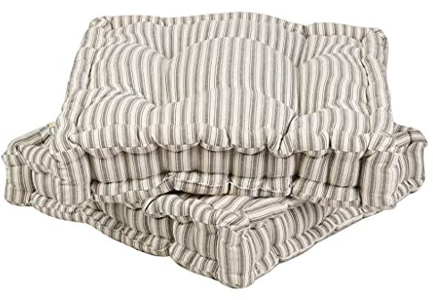 Dibor XL Floor Pillow Set of 2 100% Cotton Casual Seating Yoga Medication Floor Cushions (Grey Stripe)