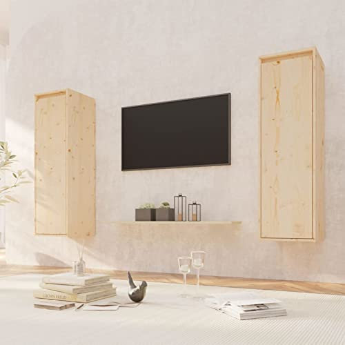 Mogou Wandschränke 2 STK. 30x30x100 cm Massivholz Kiefer