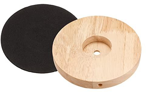 PATIKIL 150mm Wooden Lamp Base, 1 Pack Circular Solid Wooden Base Wood Desk Lamp Stand Replacement for Table Lamps DIY