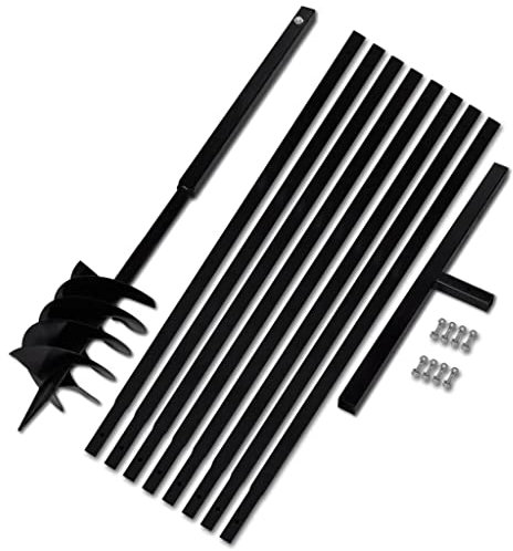WIFESE Erdbohrer mit Griff 180 mm Verlängerungsrohr 9 m Bohrer Benzin für Bohrmaschine Bodenbohrer Erdbohrgerät Spiralbohrer Handbohrer Erdlochbohrer Schnurlos Schwarz Drei Spirale