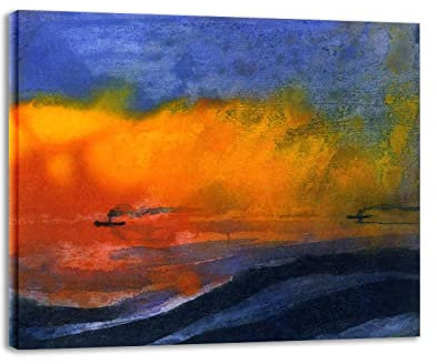 IKYE Gerahmt. Berühmte Gemälde von Emil Nolde, Druck auf Leinwand. Reproduktion von Ölgemälden. Abstrakte Wandbilder auf Leinwand für Wohnzimmer (Meer) 70 x 84 cm (27,5 x 33,1 Zoll) gerahmt