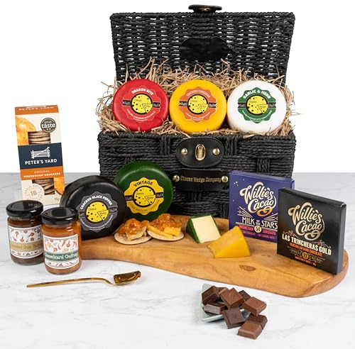 Luxury Cheese Hamper with Chutneys, Crackers and Chocolate | 5 Artisan Cheese Truckles Gift Set | Delivered Chilled