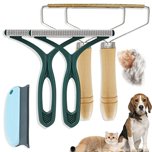 Rasoir Anti Bouloche Manuel, Lot de 5 Brosse Anti Poils Chien Chat Animaux, Brosse Manuel Clean Poil, Enleve Poils d Animaux, pour Manteau Tissé, Tapis, Tricot, Poils d'animaux, Vert