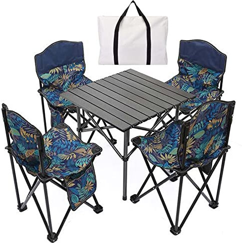 URBERY Campingtisch mit Hocker - Alu Campingtisch Klappbar Camping Tisch Gartentisch Klappbar - Falttisch Esstisch Balkon Klapptisch Garten Terrasse (B 53x51x50CM)