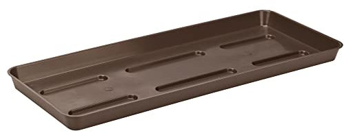 VERDENIA Blumentopf Untersetzer Draco - Blumenuntersetzer für Pflanzen und Kräuter Blumentopfuntersetzer für Außen - aus Kunststoff - Leicht und Stabil - Rechteckig - 40x15x2,5cm - Braun