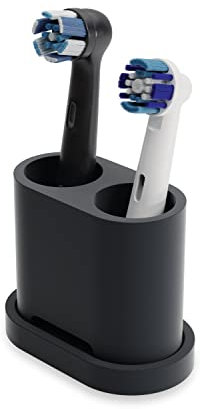 Qikfresh - 2er Aufsteckbürsten Halter und Zahnbürstenhalter - Passend für Oral-B, iO, Philips Sonicare, Waterpik, Fairywill - Aus lebensmittelechtem Silikon (Schwarz)