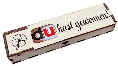 Duplo Holzbox Box mit Schokoriegel Geschenkbox mit Gravur Du hast gewonnen! Geschenkidee