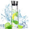 Caraffa Filtrante, Csuntikulo 1L Caraffa in Vetro con Coperchio in Acciaio Inox, Brocca Acqua in Vetro Resistente Borosilicato per Acqua, Latte, Succo e Limonata, Trasparente