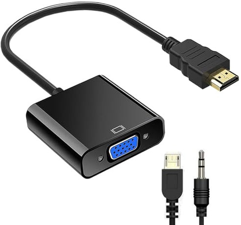 Adattatore HDMI a VGA, Unidirezionale HDMI Computer a VGA Monitor, con Interfaccia Audio/Alimentazione e cavo, Compatibile con Computer, Laptop, Monitor, Proiettore, HDTV, Chromebook