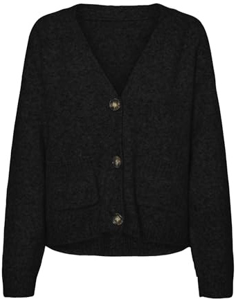 VMBOOM LS V-hals knapp cardigan GA NOOS, svart, S