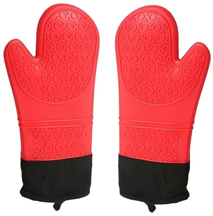 LIFKOME 2st Backhandschuhe Grillhandschuhe Isolierte Handschuhe Silikonhandschuhe Kochhandschuhe Lange Manschette Ofen