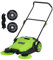GreenSweep Balayeuse manuelle à pousser – Capacité de 19 litres – Rangement facile – Utilisation en extérieur – Ensemble de brosses supplémentaires robustes