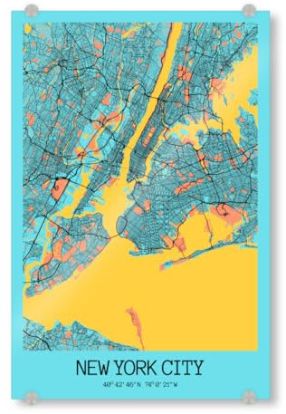 artboxONE Acrylglasbild 150x100 cm Städte/New York New York City Stadtplan - Bild New York New York New York City