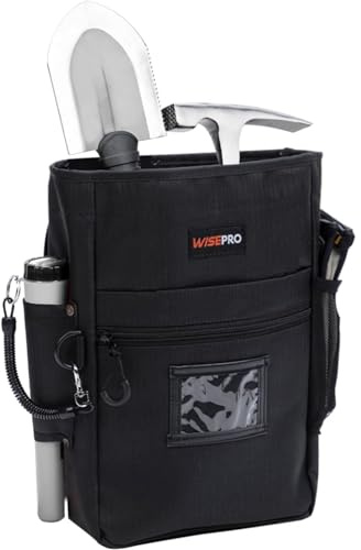 WISEPRO Metal Detecting Finds Bag, Multi-Purpose Digger Tools Pouch Bag for PinPointer - Heavy Duty Metal Detector Accessory (Black)