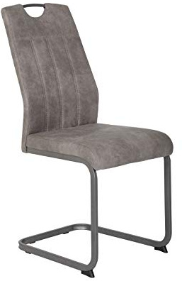 Hela Tische, Christina - Juego de 1 Silla Cantilever, tapizado Gris Vintage, Estructura Cuadrada Gris, Respaldo con asa, soporta hasta 120 kg