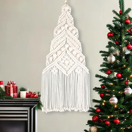 ORIGACH DIY Makramee Weihnachtsbaum Wandbehang Kit Handgemachtes gewebtes Makramee Wandbehang Kit für Anfänger Erwachsene mit Schritt-für-Schritt-Video-Tutorial Anleitung für Zuhause Urlaub