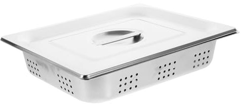 MAGICLULU Rectangular Food Drain Tray Stainless Steel Buffet Drain Holder Easy Clean Serving