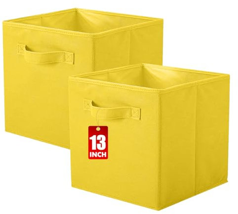 powerking Contenitore di stoccaggio, cubi pieghevoli di stoccaggio del tessuto e cassetto dell'organizzatore di stoccaggio del panno per armadio e giocattoli di stoccaggio, 13 X 13 X 13 INCH, 2 Pack