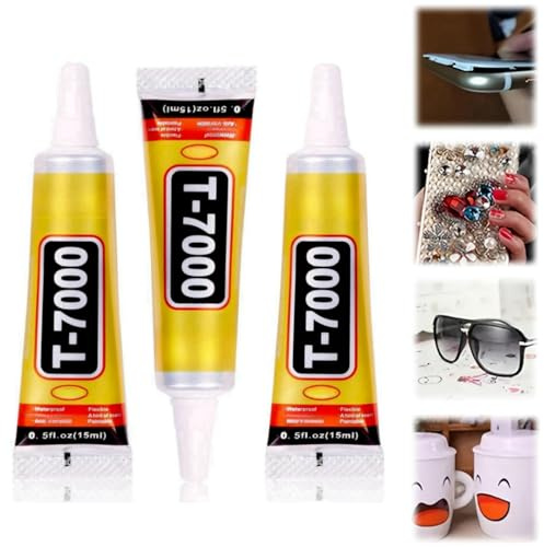 Haiyox 3PCS Black Silicone T7000 Glue, Phone Screen Repair, Multi-Purpose Adhesive, Waterproof, 15g x 3 Tubes