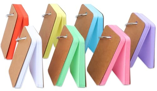 Flash Cards Revision 7 Pack 350 Sheets Revision Cards in Assorted Colours with Binder Rings Colorful Index Cards Suitable for Office Work Home School and Study Easy to Carry