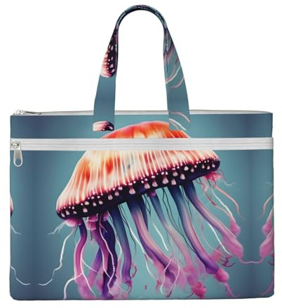 SDEGTHO Jellyfish Zippered Document Bag With Handle For Carrying Paper Files Books Filing Folder