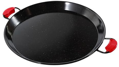 Camp&Fire Enamelled Carbon Steel Paella Pan - 46cm (18inch) Non-Stick, Rust-Free Traditional Spanish Pan for Rice, Seafood & Outdoor Cooking - Includes Silicone Hot Handle Holders.