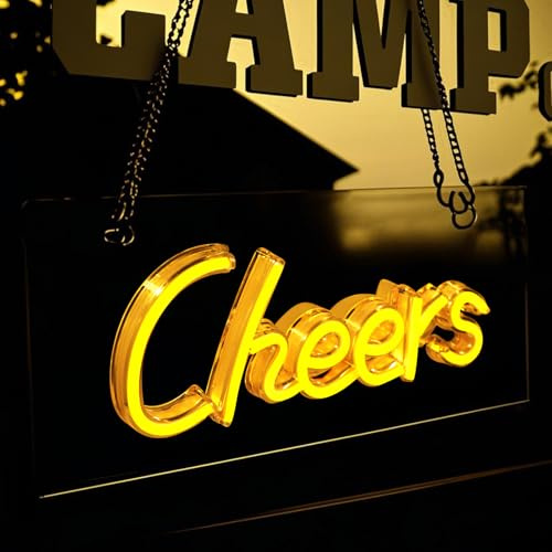 Cheers Neon Light Sign Warm White - LED Neon Bar Signs Battery/USB Powered Neon Lights for Bedroom, Wall, Party, Room, Homebar Decor, Gifts