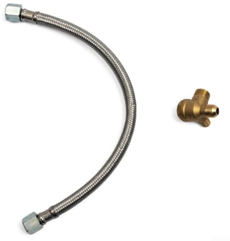 Gdfnmogo Air Compressor Flexible Hose 350mm Stainless Steel with Check Valve Set for Oil-Free Air Compressor,14mm Internal Thread Replacement Parts
