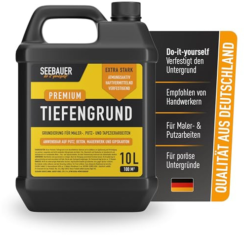 SEEBAUER diy Tiefengrund 10L für den Innen- & Außenbereich - Verfestigende Grundierung für saugende Untergründe - Lösemittelfreier Acryl-Haftgrund