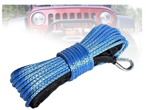 Cable de cabrestante sintético de 4 mm x 15 m, Cable de Remolque de Fibra Resistente, Accesorios for vehículos Todoterreno, ATV y UTV. con Alta Visibilidad(Blue)