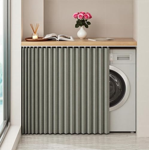 BDXZJ Tenda Corta per Finestra con Binario Tende Porte Antipolvere Privacy per Scaffale Tendina sotto Lavello Cucina per Armadio da Cucina, Scarpiere, Armadi, Lavatrice, Mensola B,H90cm/track160cm
