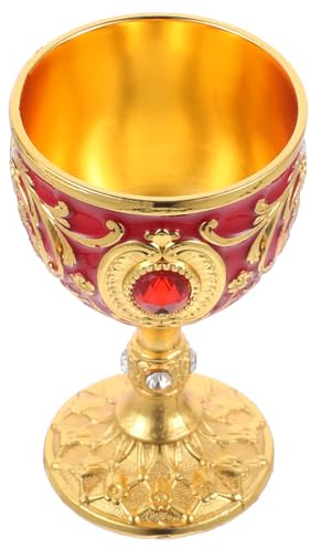 NOLITOY Copa de Licor Pequeña de Aleación Ligera Estilo Europeo Vintage para Camping y Hogar Vaso Retro para Whisky y Cócteles y Rojo