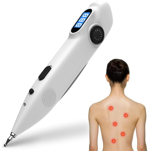 Pluma de acupresión, pluma de acupuntura Alivio del dolor de 10 niveles Acupuntura electrónica Pantalla LCD Estimulador de punción seca de pulso recargable