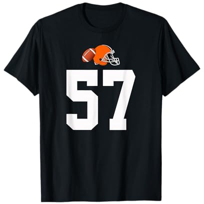 Americano Fútbol Casco Estilo Vintage Número 57 Camiseta