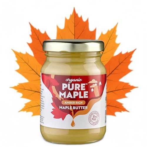Pure Maple 100% Canadian Organic & Dairy-Free Maple Butter, 160g | Grade A Maple Syrup, 100% Pure, Spreadable Maple Cream, Gluten Free & Vegan, Nut & Palm Oil Free, For Pancakes & Waffles